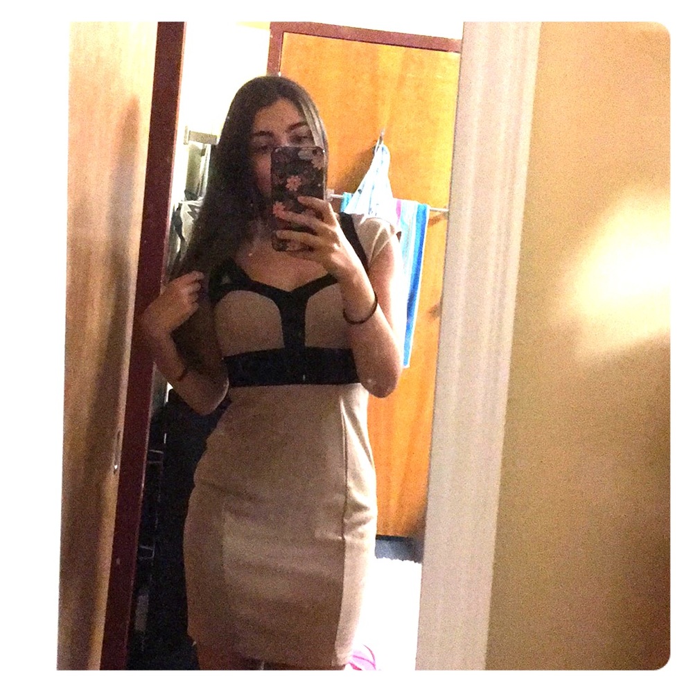 Tan Cutout Dress